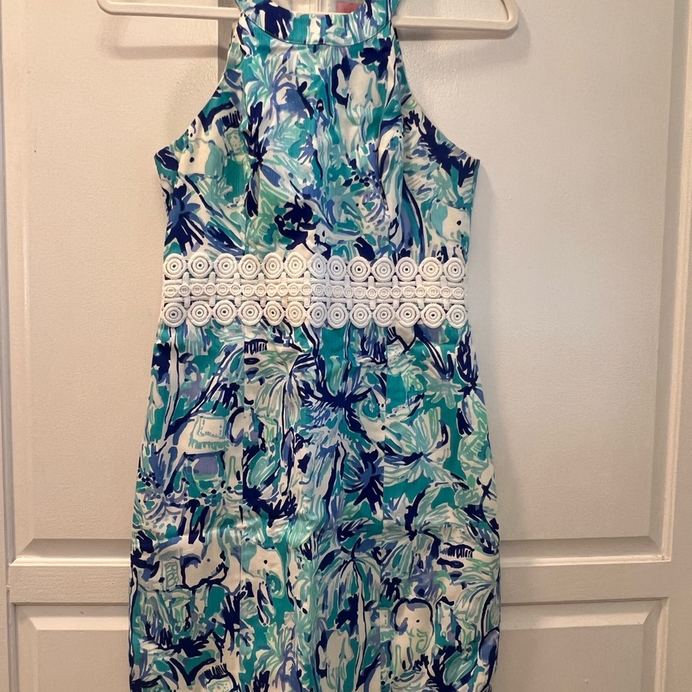 Lilly Pulitzer Blue Teal and White Floral Dress
